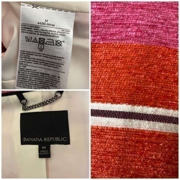 Banana Republic fuchsia orange stripe Adrianne Naval collaboration - Picture 13 of 17